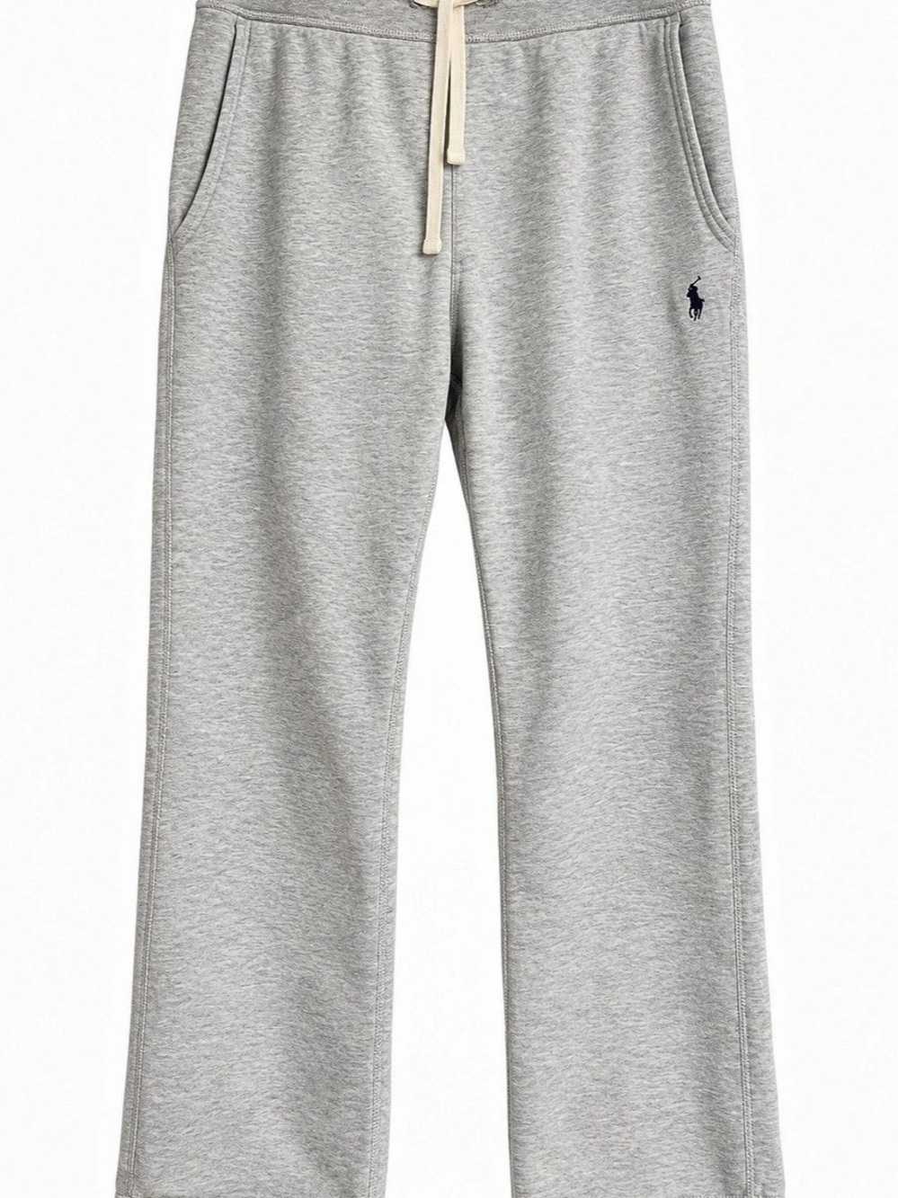 Polo Ralph Lauren Gray Fleece Sweatpants Pony Logo Drawstring Straight Leg
